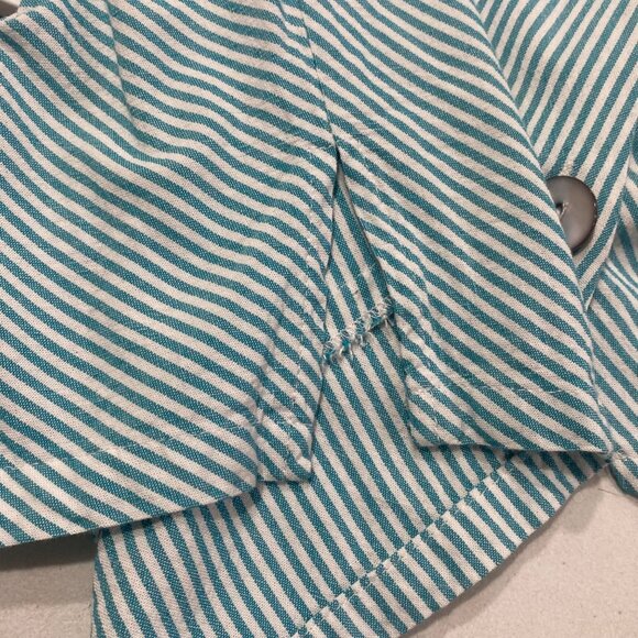 Soft Surroundings Tunic Top Womens Size M Blue Striped Button-Front Asymmetrical - Picture 6 of 11